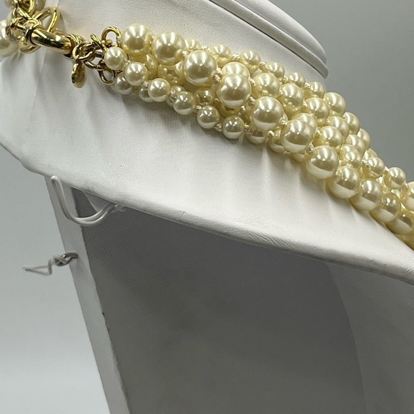 J. Crew Signed Chunky 5-Strand Cream Colored individually Knotted Pearl Necklace - Picture 6 of 11